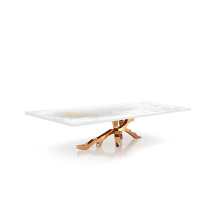 Albero Rose Gold Polished Stainless Steel Base White Art Small Coffee Table