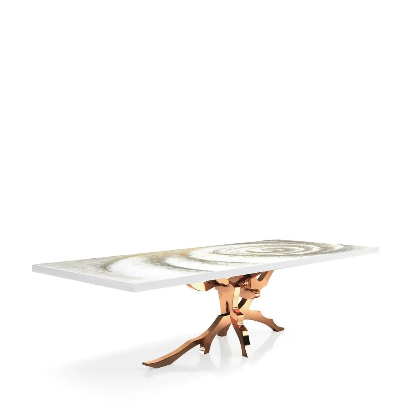 Albero Rose Gold Polished Stainless Steel Base White Fiore Small Dining Table