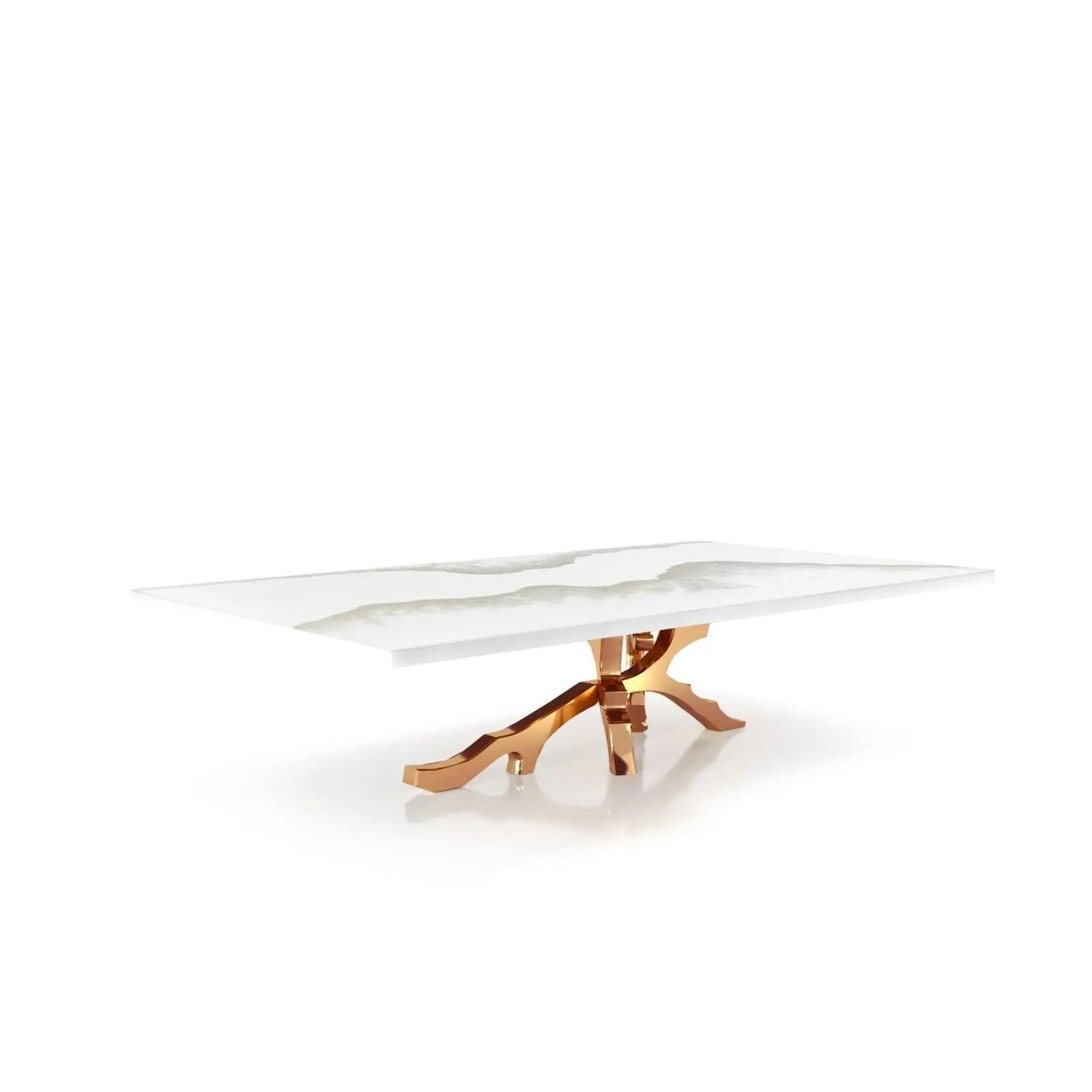 Albero Rose Gold Polished Stainless Steel Base White Mountain Small Coffee Table
