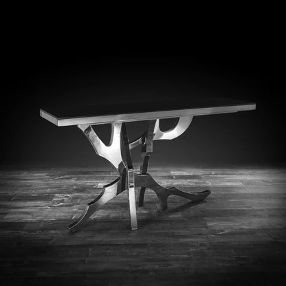 Albero Black Glass Top Console Table – Contemporary Design