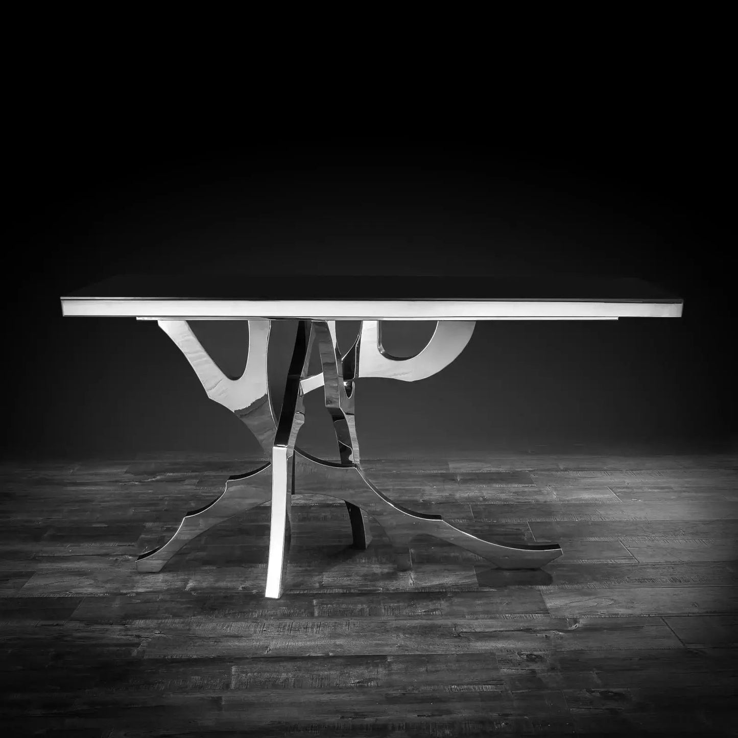 Albero Black Glass Top Console Table – Contemporary Design