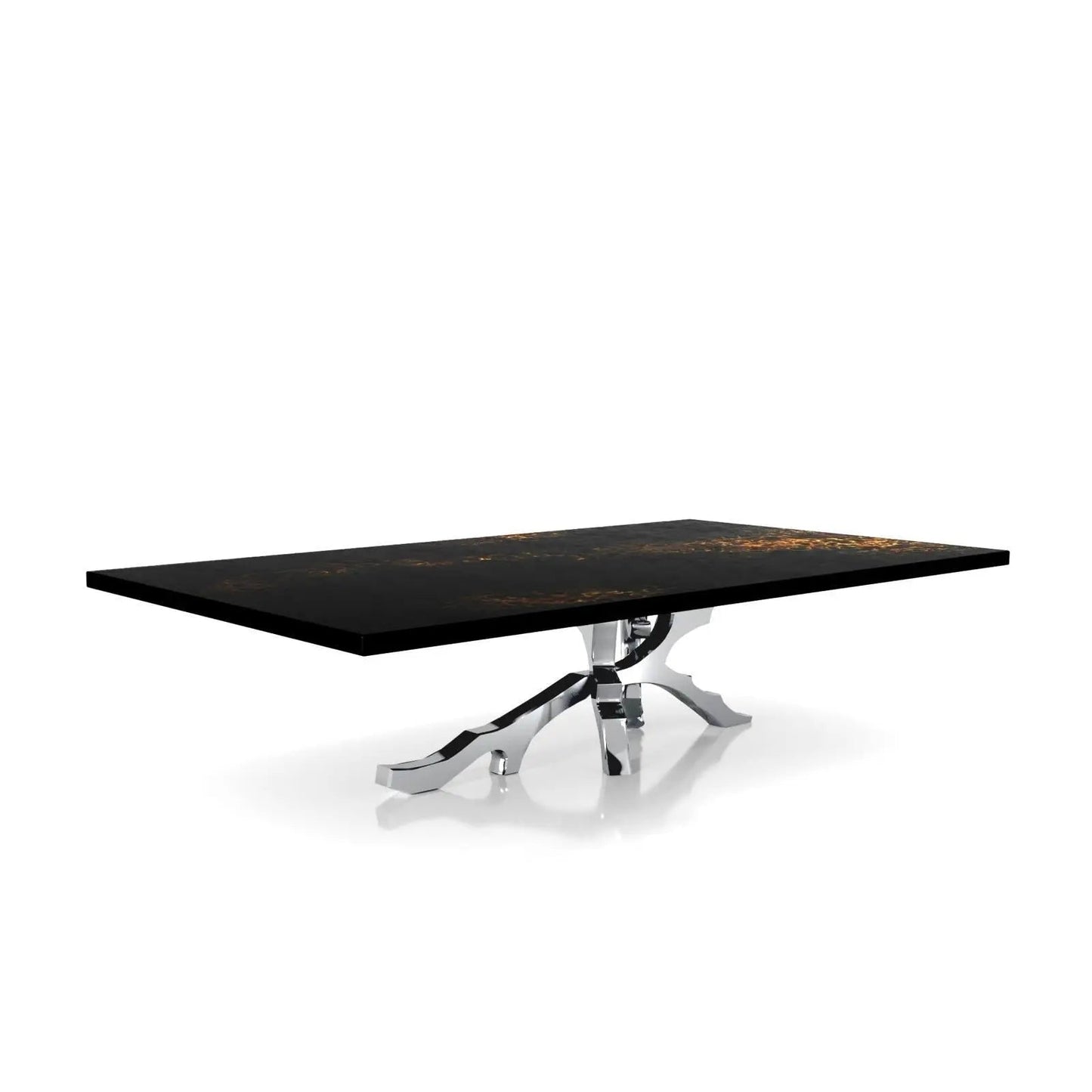 Albero Polished Stainless Steel Base Black Art Large Coffee Table