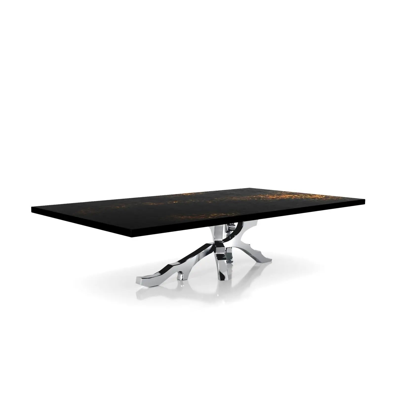 Albero Polished Stainless Steel Base Black Art Large Coffee Table