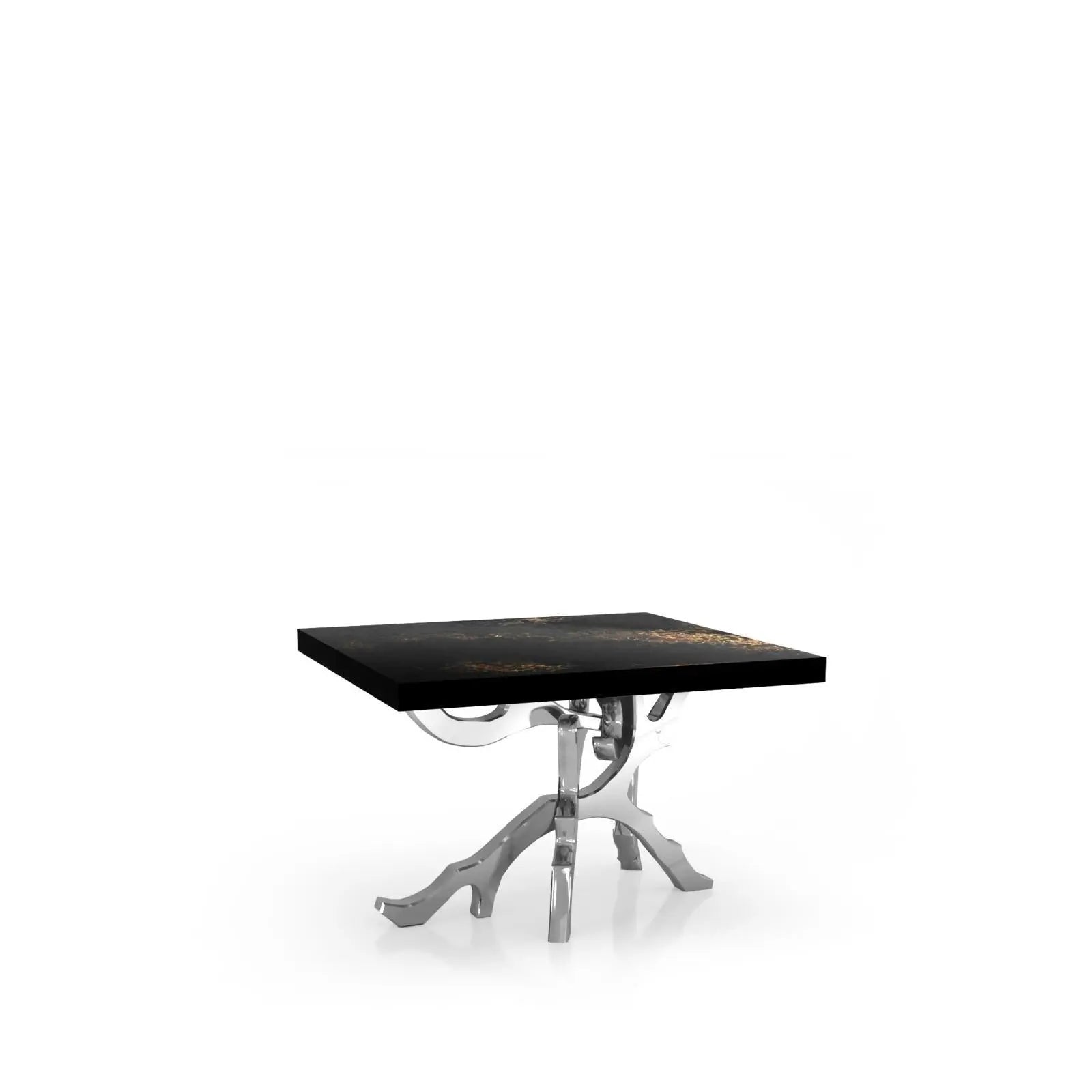 Albero Polished Stainless Steel Base Black Art Large End Table