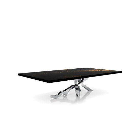 Albero Polished Stainless Steel Base Black Art Small Coffee Table