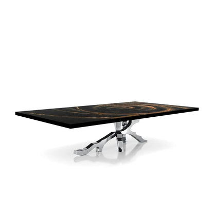 Albero Polished Stainless Steel Base Black Fiore Large Coffee Table