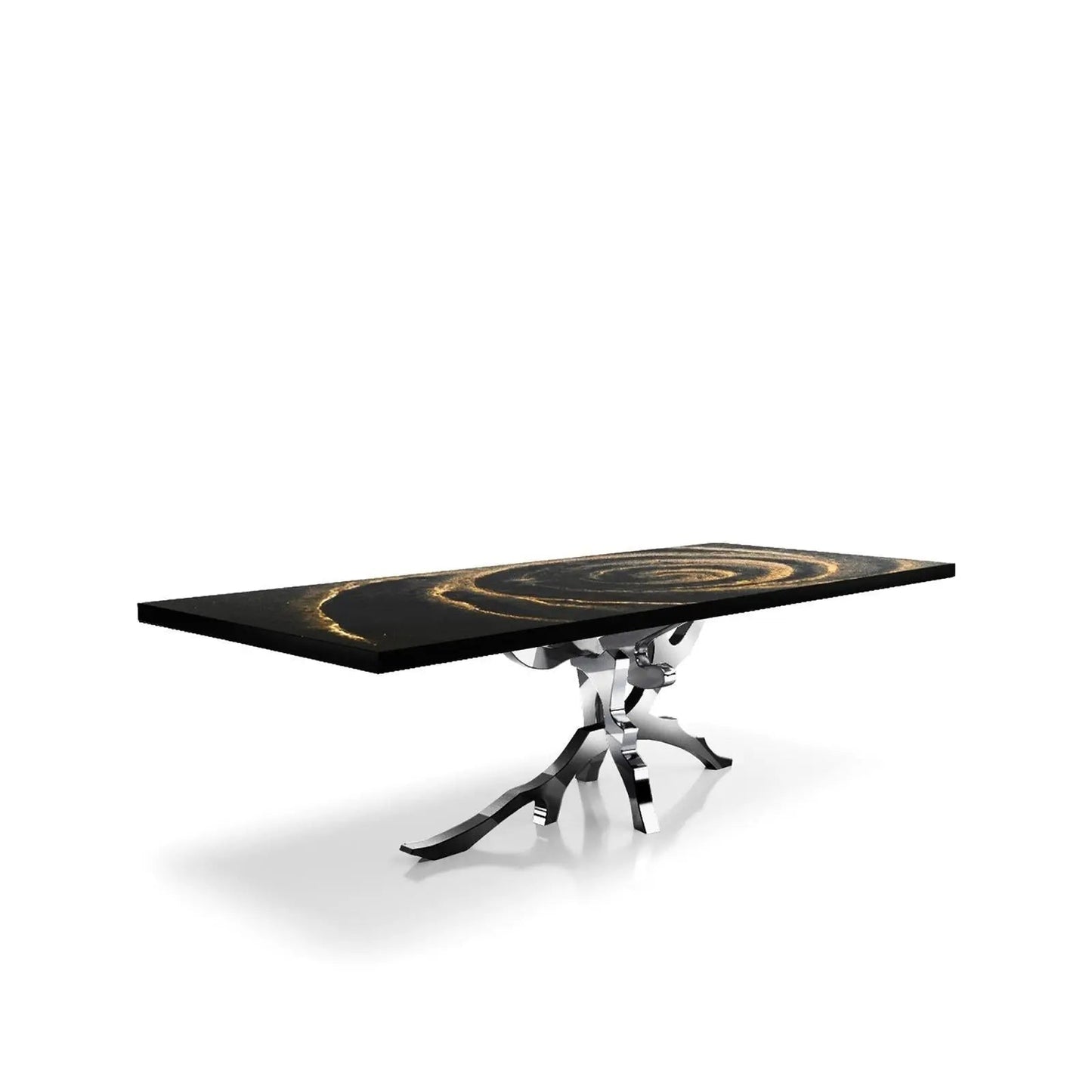 Albero Polished Stainless Steel Base Black Fiore Small Dining Table