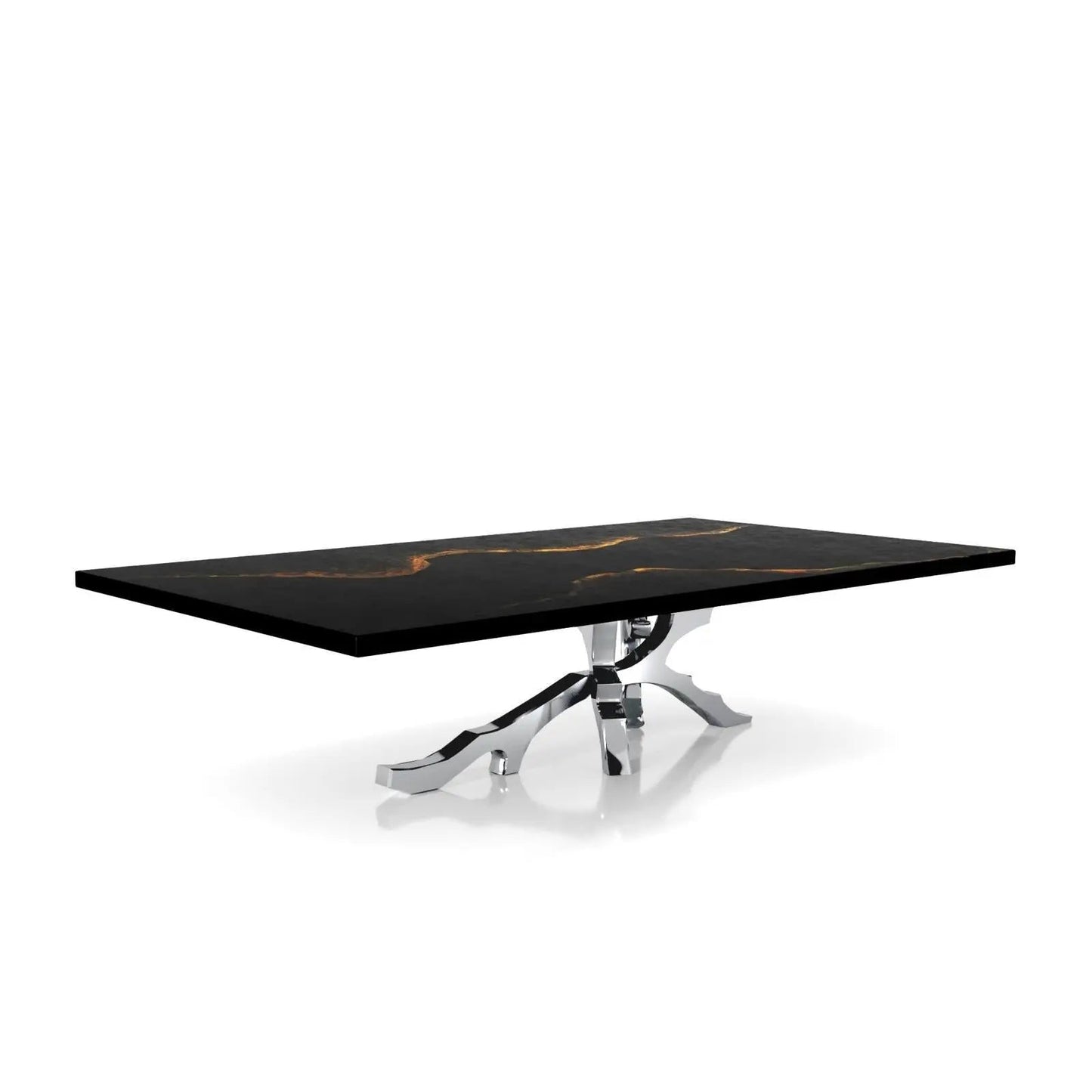 Albero Polished Stainless Steel Base Black Mountain Large Coffee Table