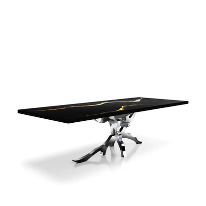 Albero Polished Stainless Steel Base Black Mountain Large Dining Table