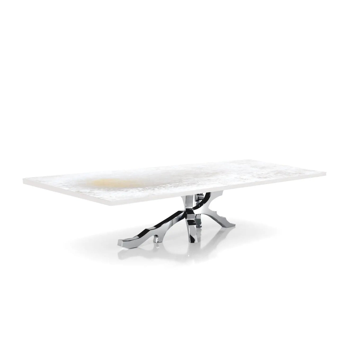 Albero Polished Stainless Steel Base White Art Large Coffee Table