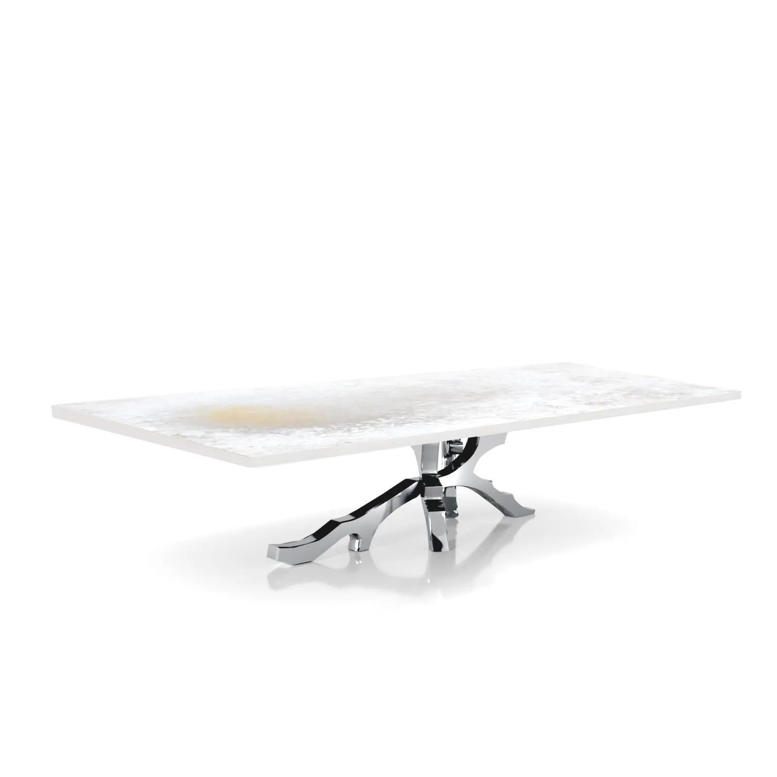 Albero Polished Stainless Steel Base White Art Large Coffee Table