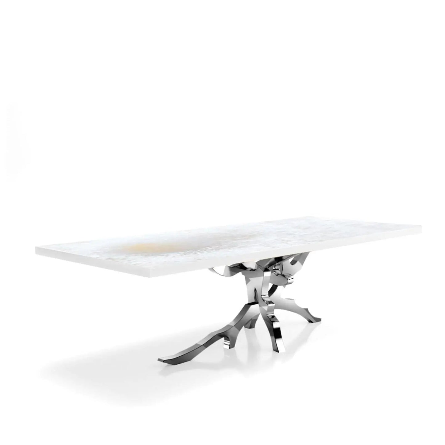 Albero Polished Stainless Steel Base White Art Large Dining Table