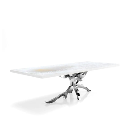 Albero Polished Stainless Steel Base White Art Large Dining Table