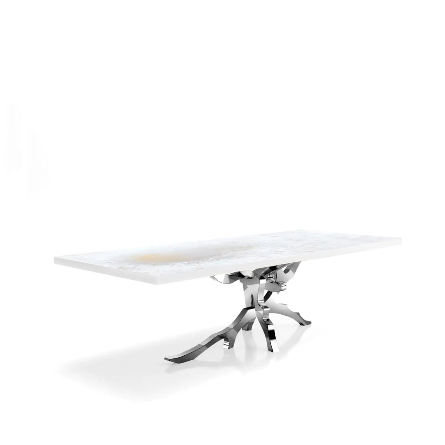 Albero Polished Stainless Steel Base White Art Small Dining Table