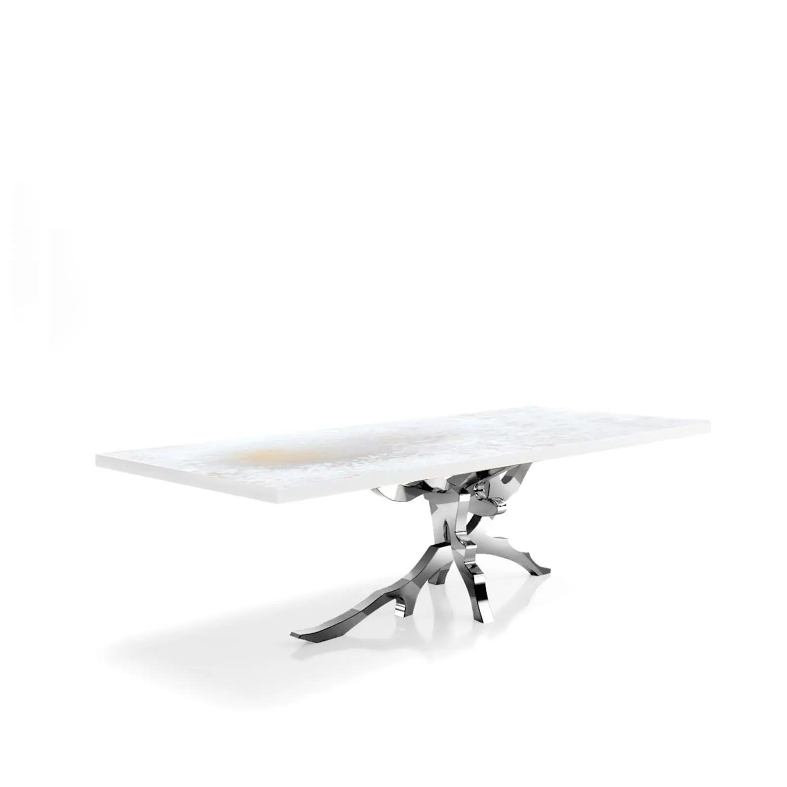 Albero Polished Stainless Steel Base White Art Small Dining Table