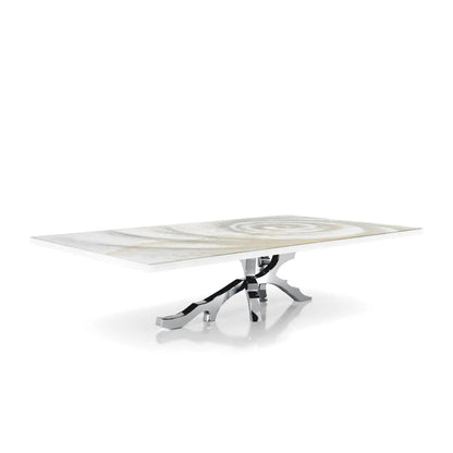 Albero Polished Stainless Steel Base White Fiore Large Coffee Table