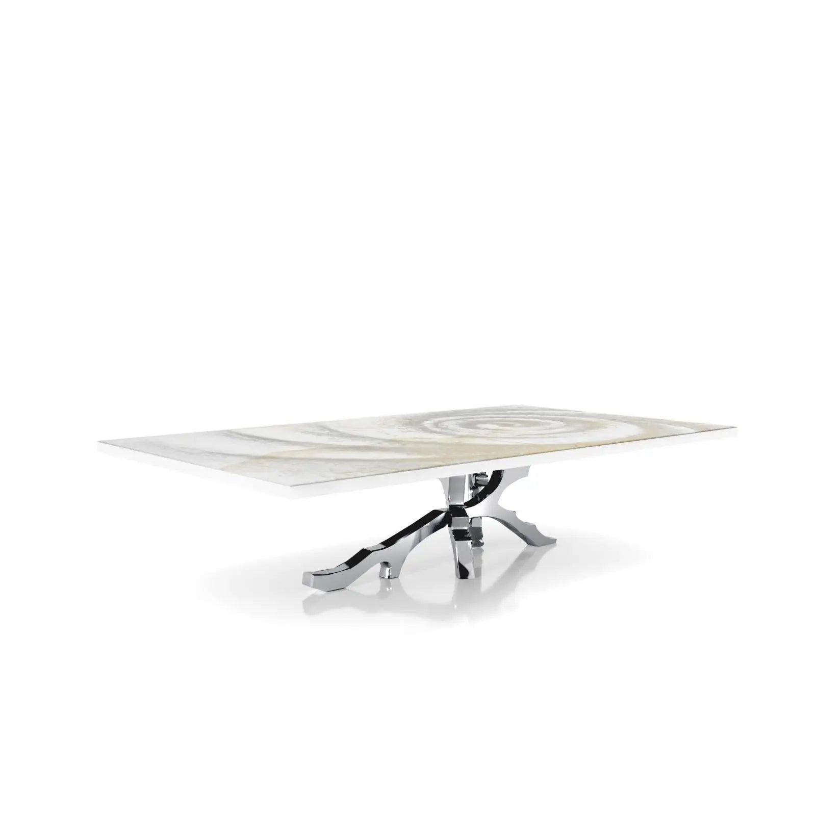 Albero Polished Stainless Steel Base White Fiore Small Coffee Table