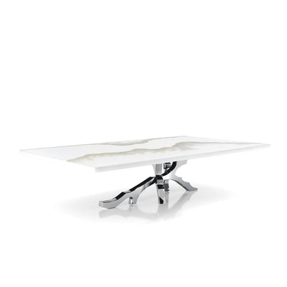 Albero Polished Stainless Steel Base White Mountain Large Coffee Table
