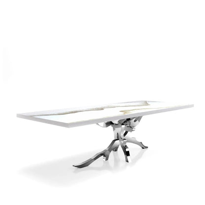 Albero Polished Stainless Steel Base White Mountain Large Dining Table