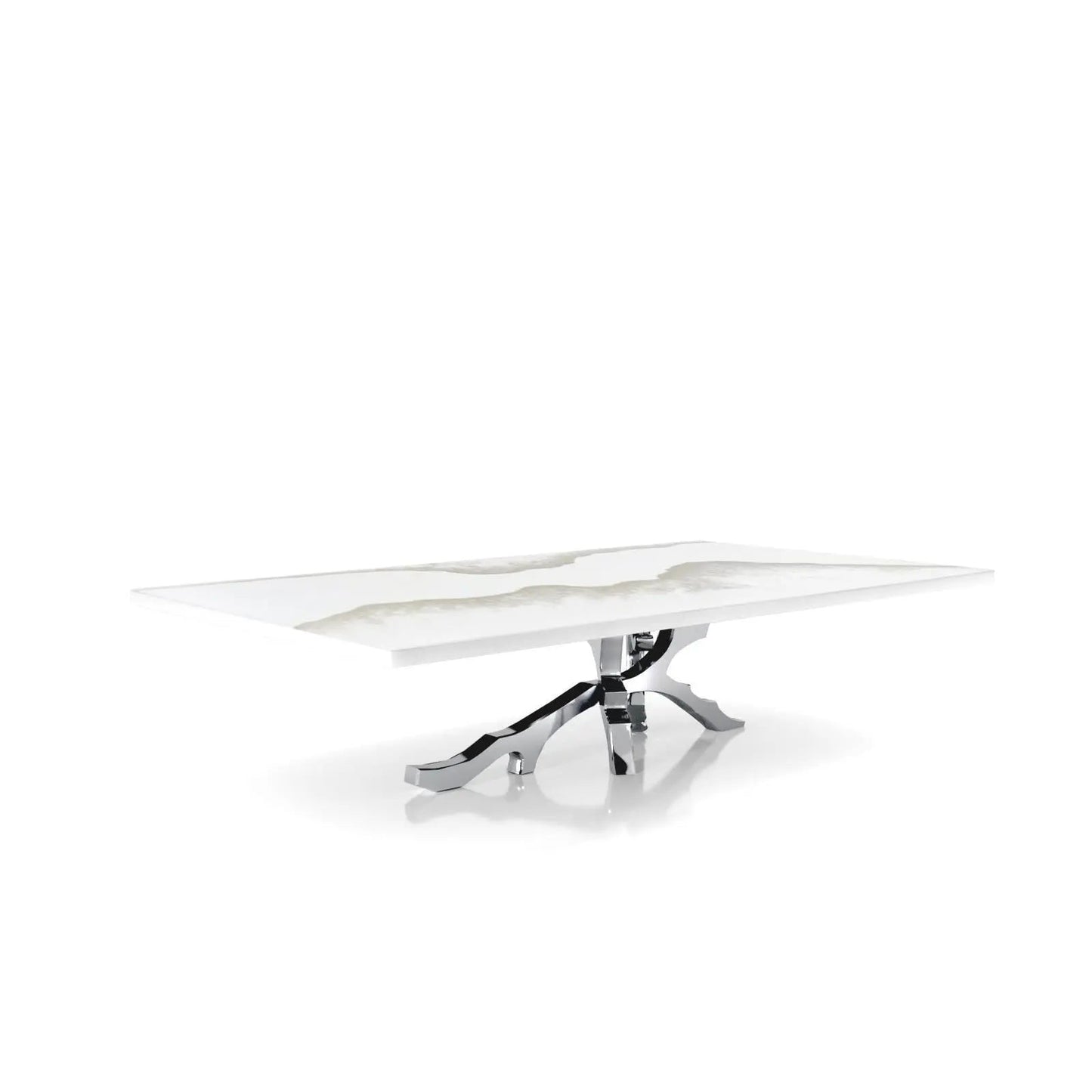 Albero Polished Stainless Steel Base White Mountain Small Coffee Table