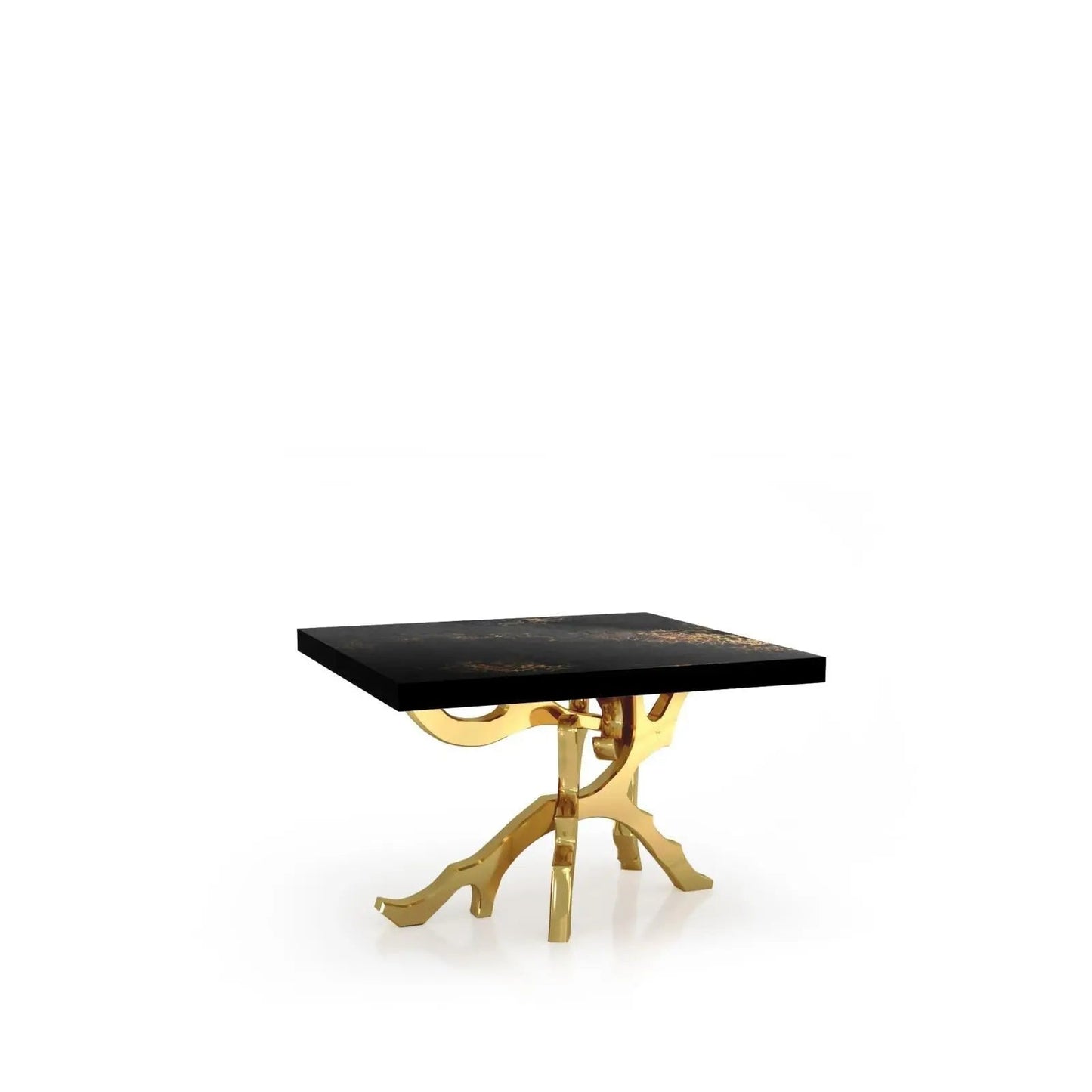 Albero Titanium Gold Polished Stainless Steel Base Black Art Large End Table