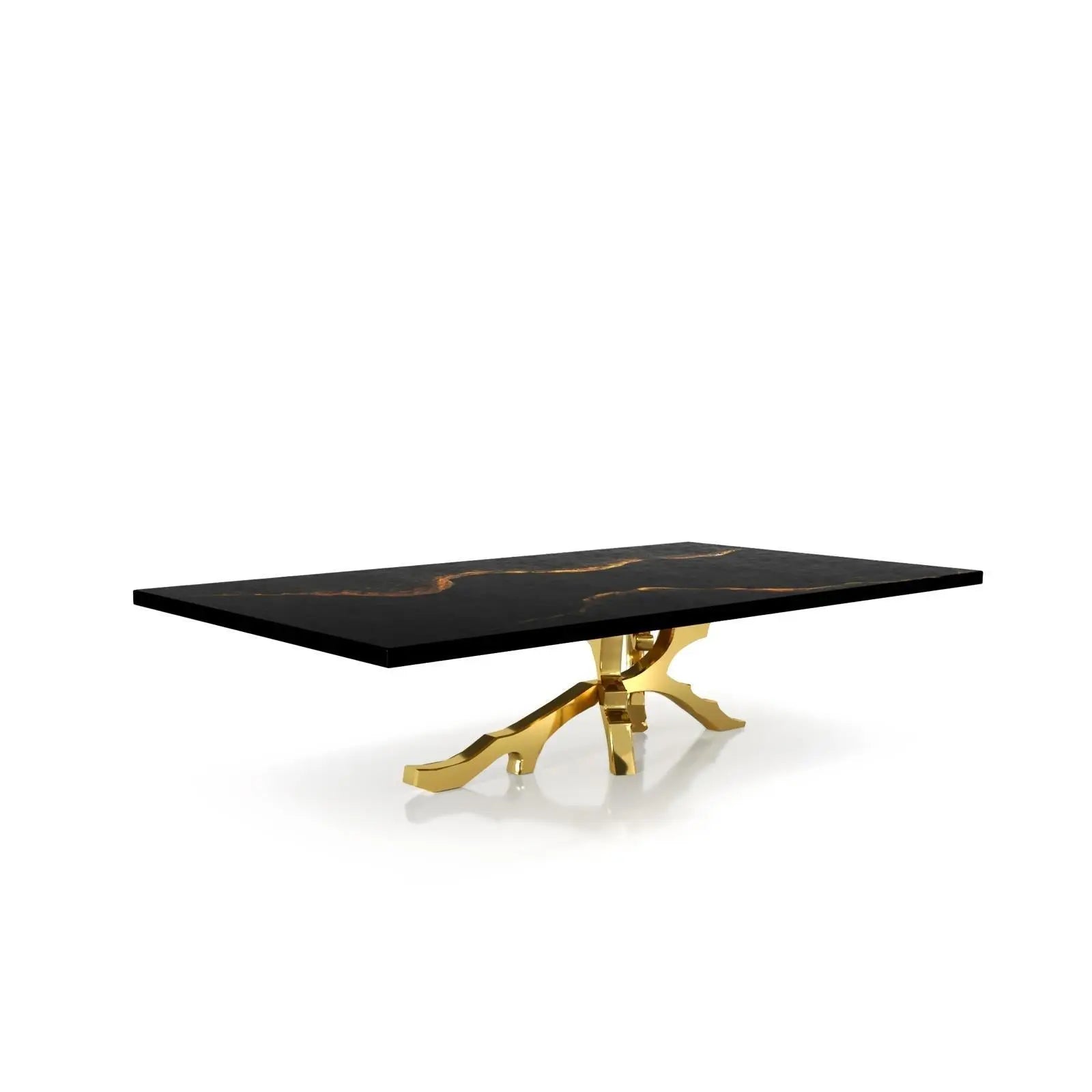 Albero Titanium Gold Polished Stainless Steel Base Black Mountain Small Coffee Table