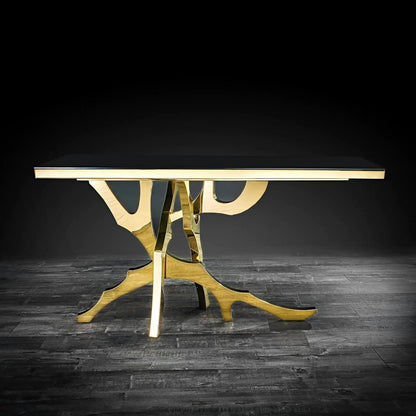 Albero Black Glass Top Console Table – Contemporary Design