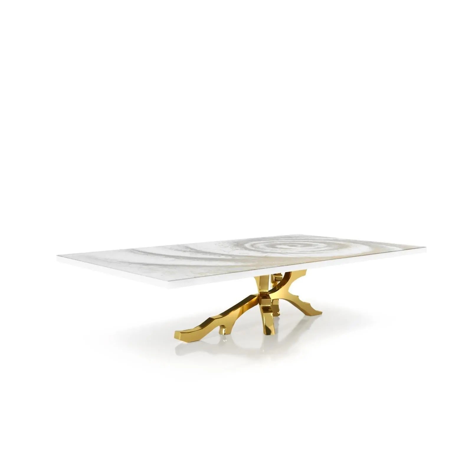 Albero Titanium Gold Polished Stainless Steel Base White Fiore Small Coffee Table