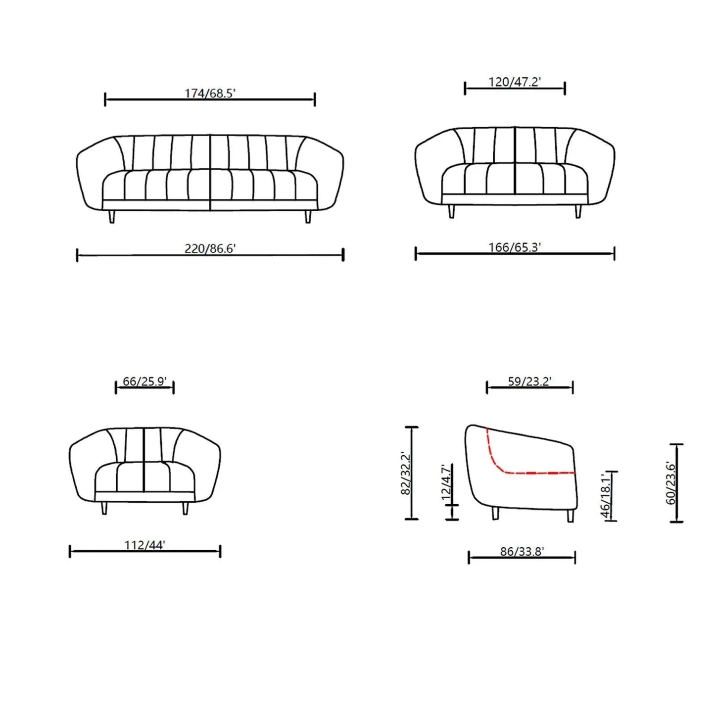 Alessandro Modern Sofa Set – White