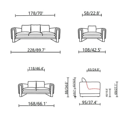 Andrea Sofa Set – Dark Gray