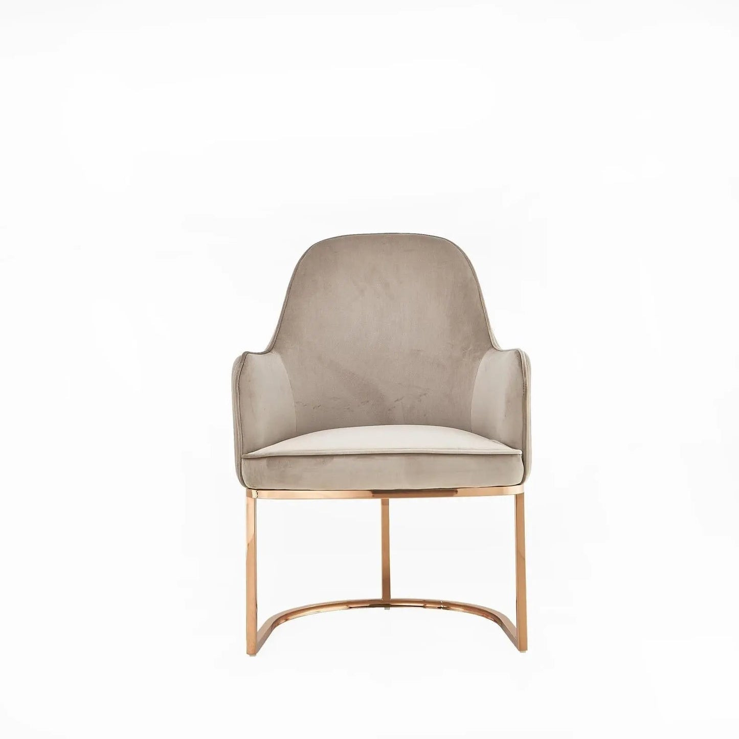 Andria Rose Gold Polished Stainless Steel Base Taupe Stylish Dining Chair RG