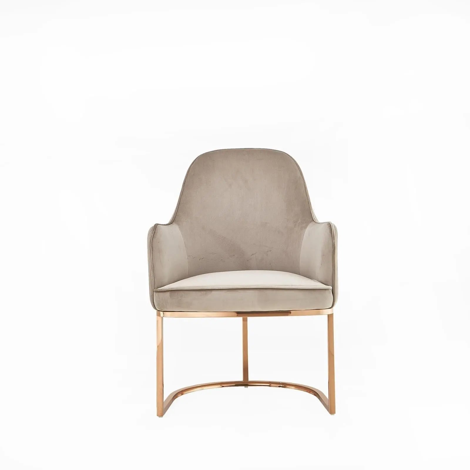 Andria Rose Gold Polished Stainless Steel Base Taupe Stylish Dining Chair RG