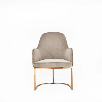 Andria Rose Gold Polished Stainless Steel Base Taupe Stylish Dining Chair RG