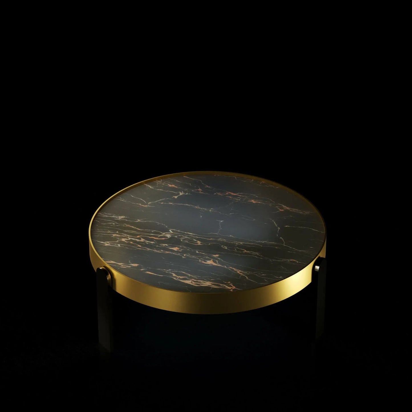 Armani Brushed Champagne & Black Round Coffee Table