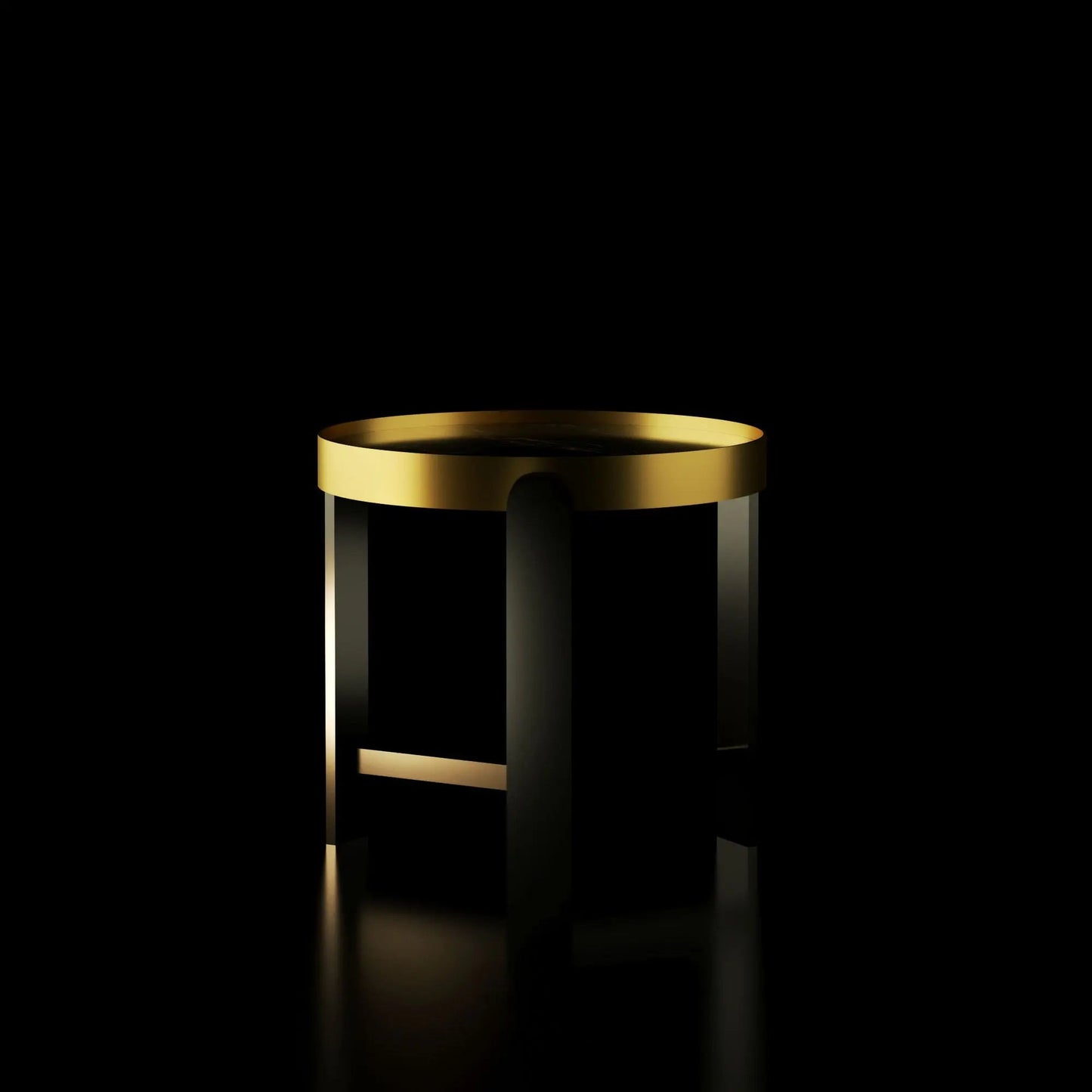 Armani Round End Table | Brushed Champagne Gold & Black