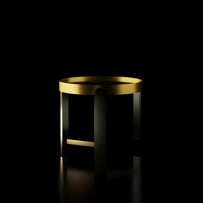 Armani Round End Table | Brushed Champagne Gold & Black