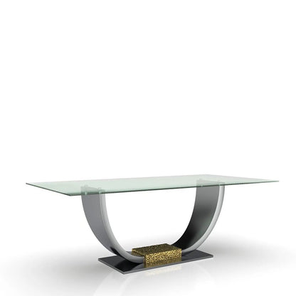 Bella Rect Polished Stainless Steel Base Dining Table
