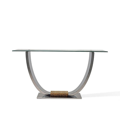 Bella Glass Top Console Table in Titanium Gold