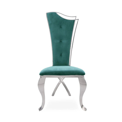 Belladonna Silver Dark Green Velvet Dining Chair RG