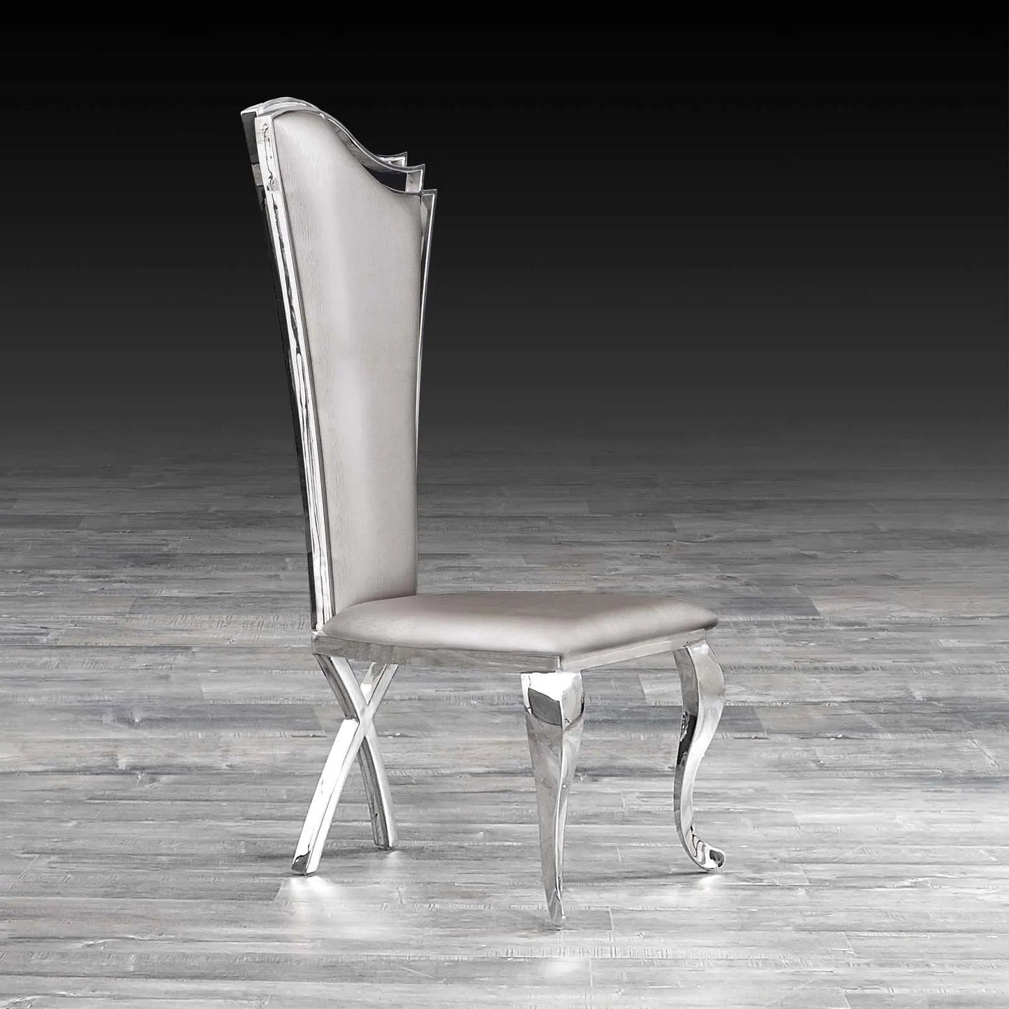 Belladonna Silver Faux Leather Dining Chair