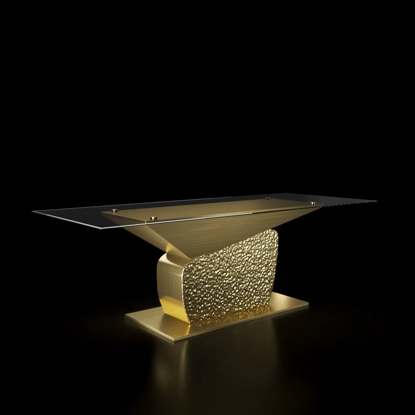 Bologna Rectangular Titanium Gold Polished Stainless Steel Base Dining Table Roberto Grassie RG