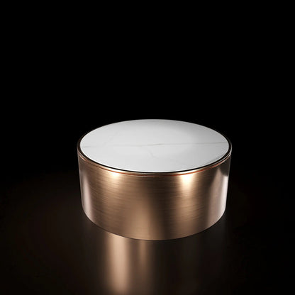 Bottini Large Coffee Round Brushed Rose Gold And White Top