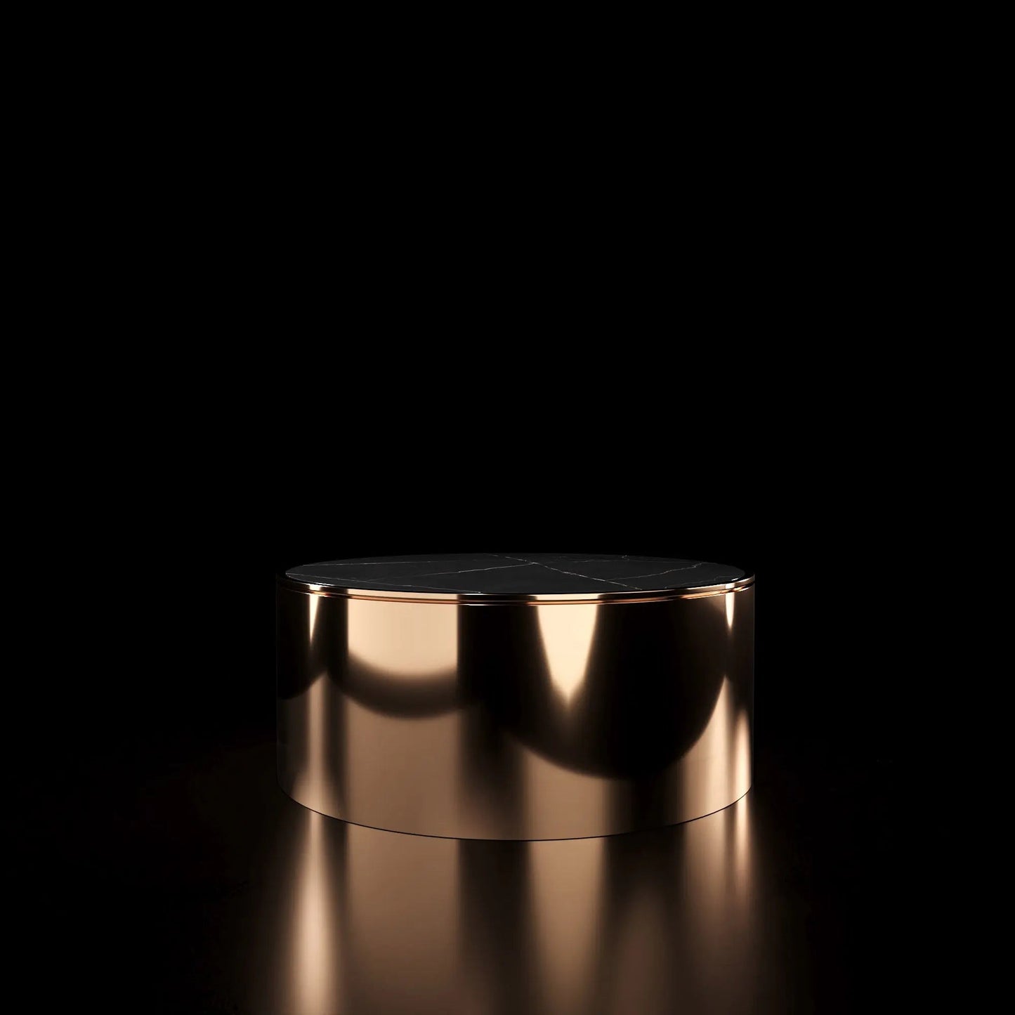 Bottini Large Coffee Round Rose Gold And Black Front