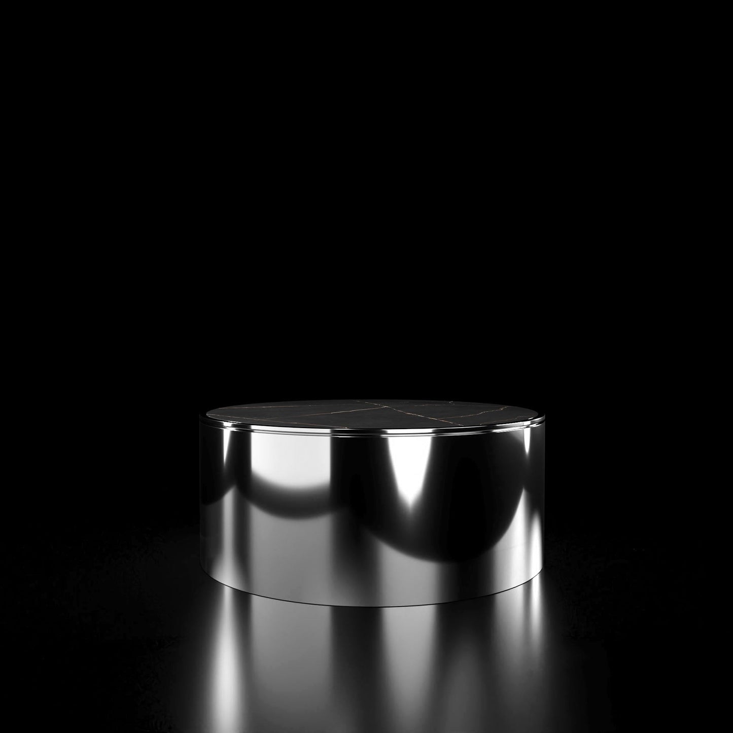 Bottini Smoked Black Round Coffee Table with Bold Design