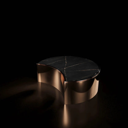 Bottini Medium Coffee Round Table Rose Gold And Black Gold Top