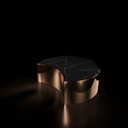 Bottini Medium Coffee Round Table Rose Gold And Black Top