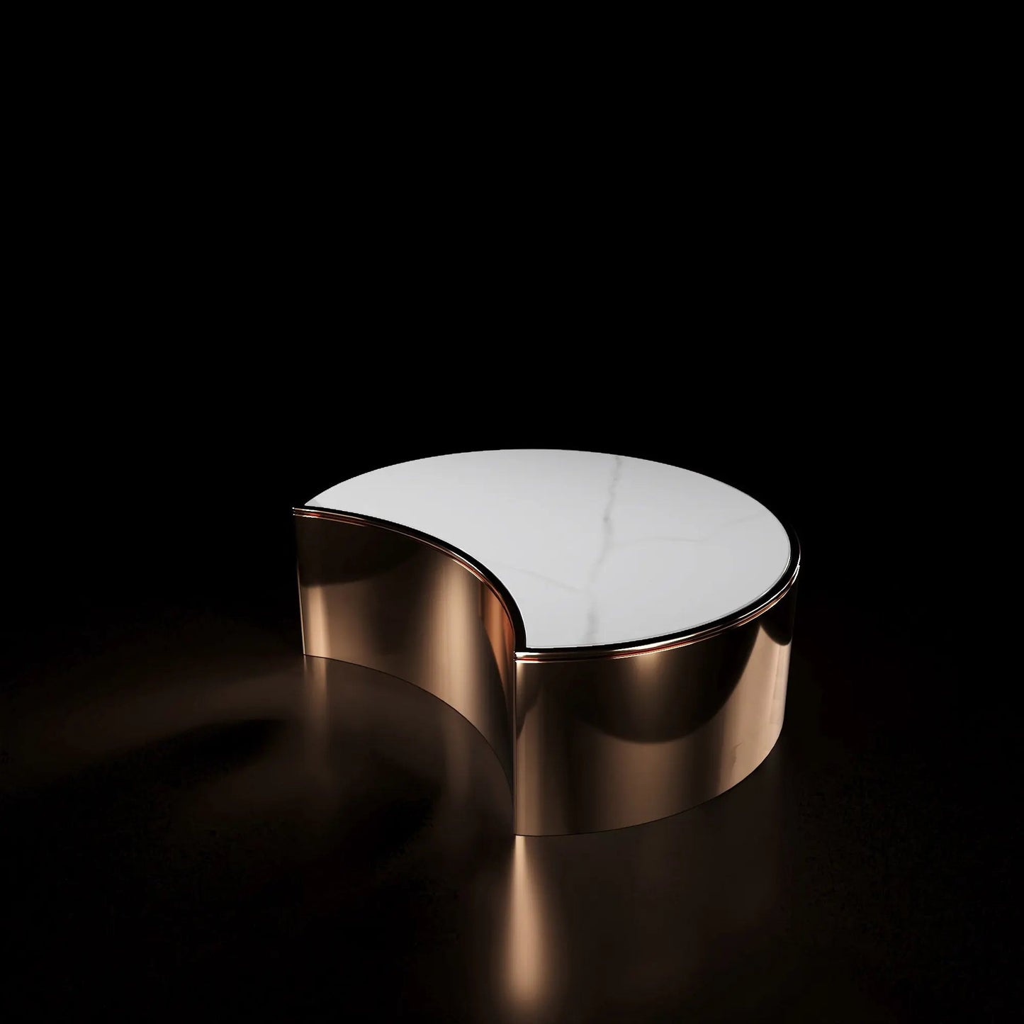 Bottini Medium Coffee Round Table Rose Gold And White Top