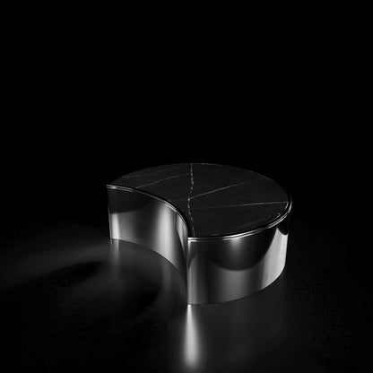 Bottini Medium Coffee Round Table Smoked Black And Black Top