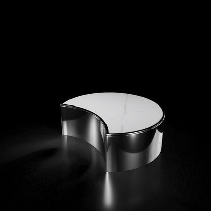 Bottini Medium Coffee Round Table Smoked Black And White Top