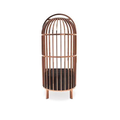Cage Arm Chair – Rose Gold Frame, Black Upholstery
